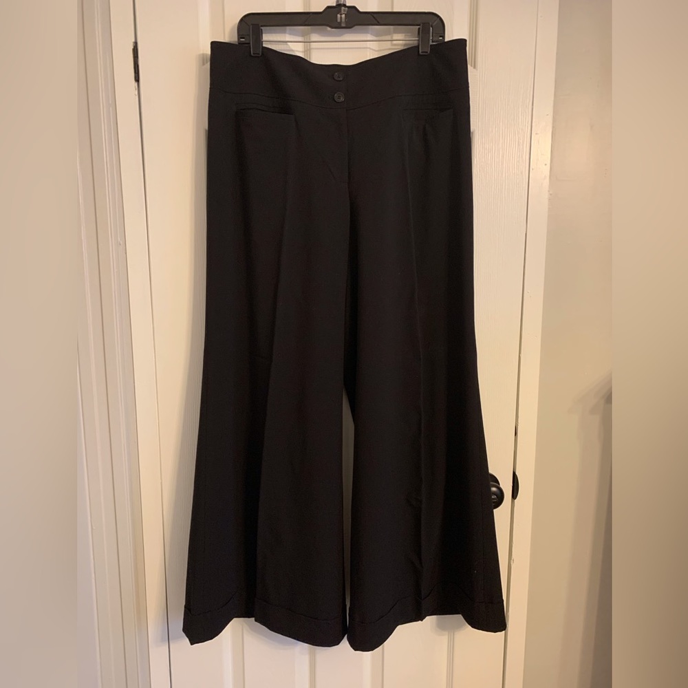 Lane Bryant black wide leg trousers, sz 16